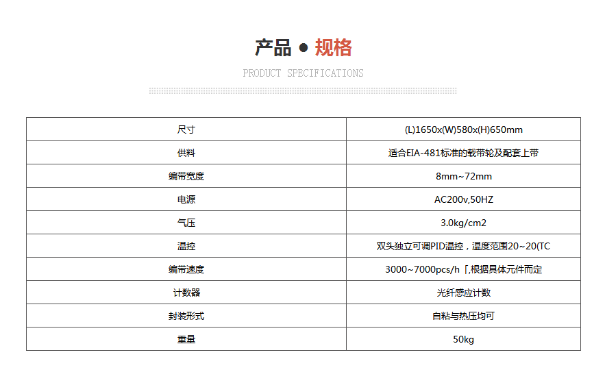 半自動編帶機(jī)規(guī)格